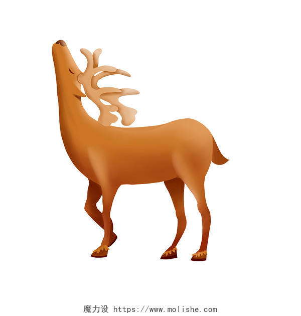麋鹿 卡通麋鹿 悠闲动物 手绘素材麋鹿元素